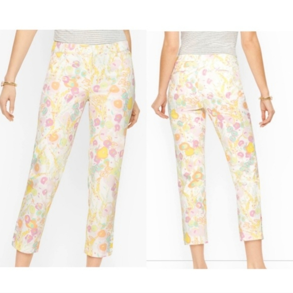 Talbots the perfect crop pastel floral print pants size 31 waist